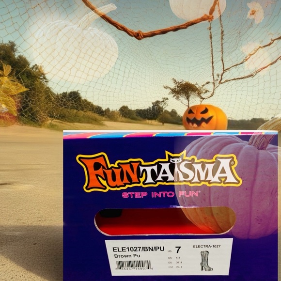 FunTasma Electra-1027 Brown Platform Cowboy Boots Sz 7 Halloween Costume Cosplay - Picture 4 of 5